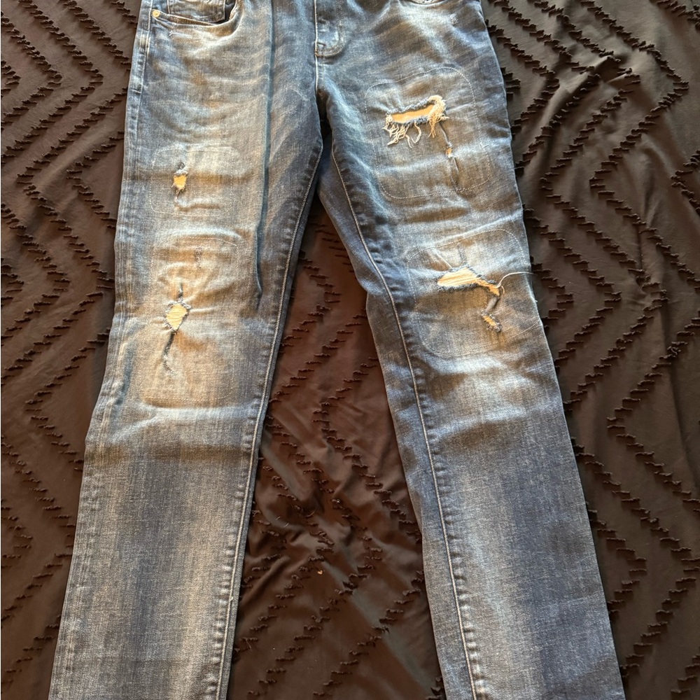 Men's Distressed Blue Jeans